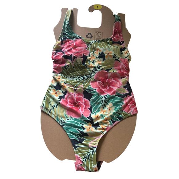 Hurley Women’s Pink Floral UPF 50+ Stretch Midweight One Piece Swimsuit Small - Picture 2 of 3